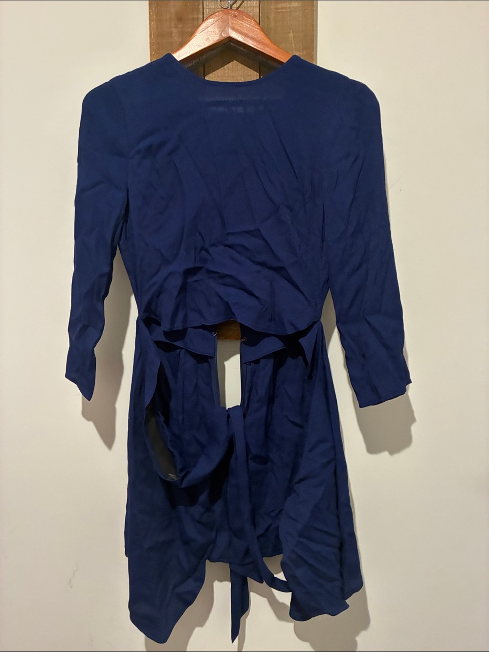 Reformation midnight navy long sleeve wrap dress